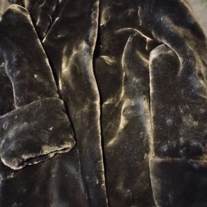 Women's Black Teddy Coat - Plush Faux Fur Jacket Hooded